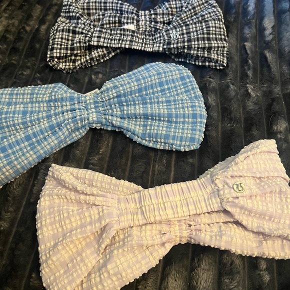 lululemon athletica Plaid Hair Bows - Blue, Black, Pink - Picture 4 of 8